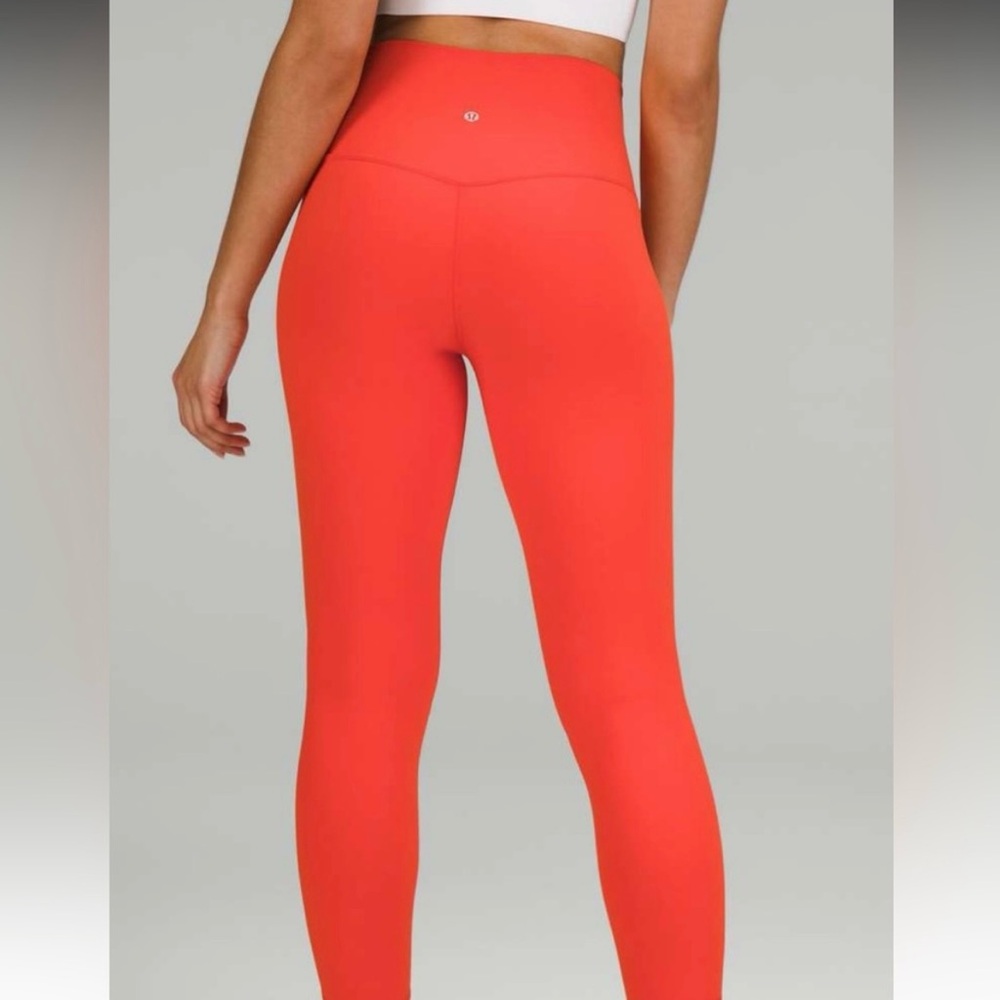 Lululemon Orange Align Pants Workout Leggings Pockets  Sz 8 Activewear Stretch - Picture 2 of 11